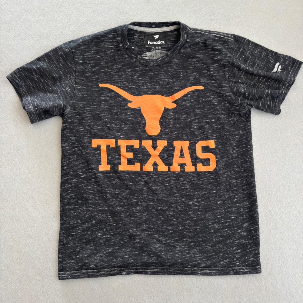 Fanatics Texas Longhorns Youth Large T-Shirt Charcoal Space Dye Orange Logo Tee